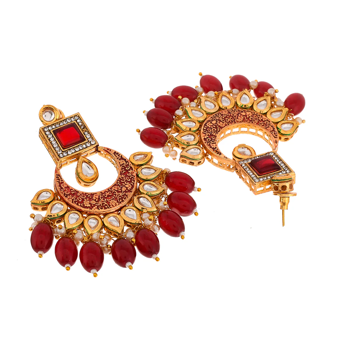 Kundan Elegance Red Stones Jewellery Set - Image 6