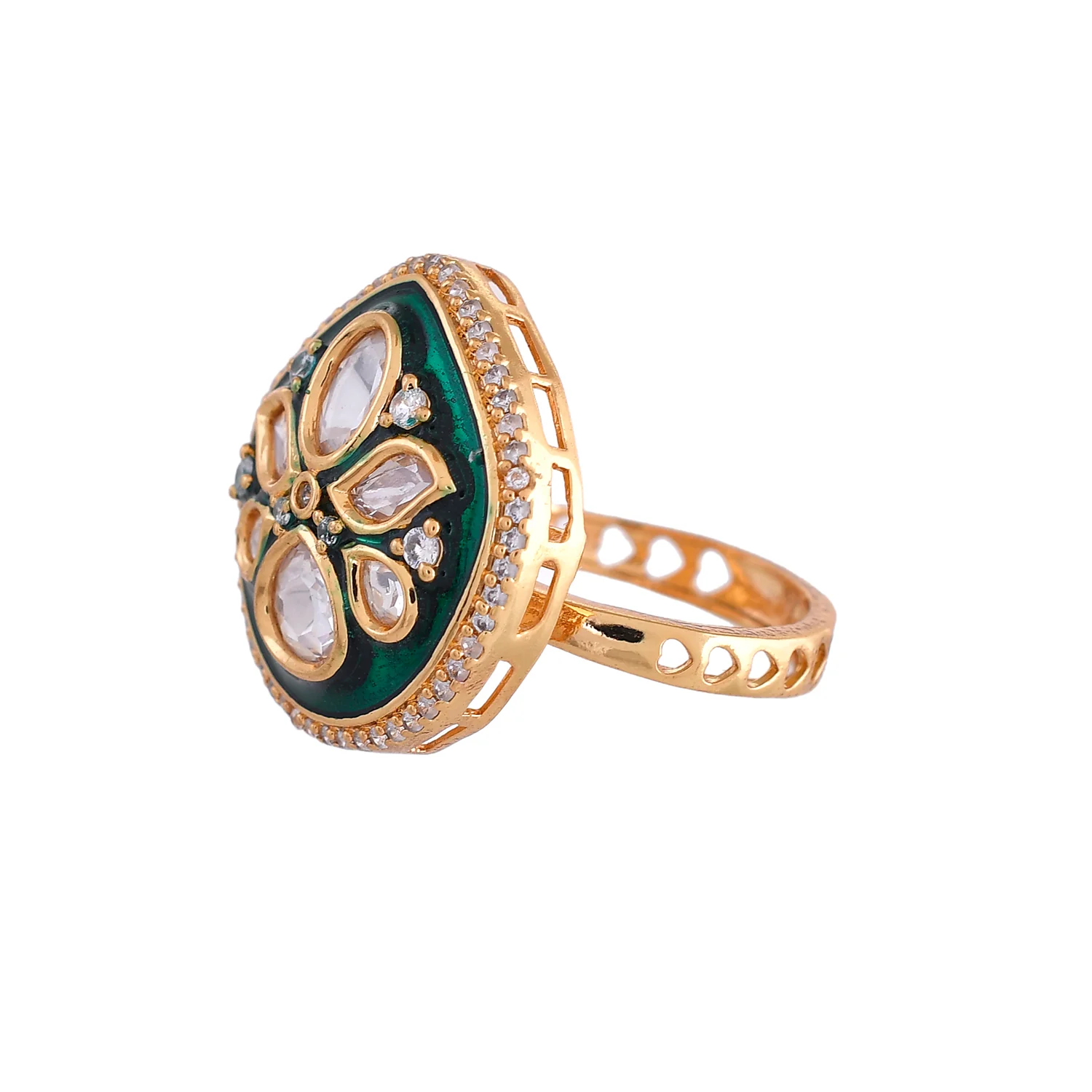 Kundan Elegance Regal Enamel Ring - Image 4