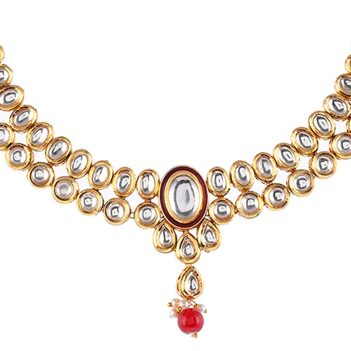 Kundan Elegance Round Cut Kundan Maang Tika Set - Image 4