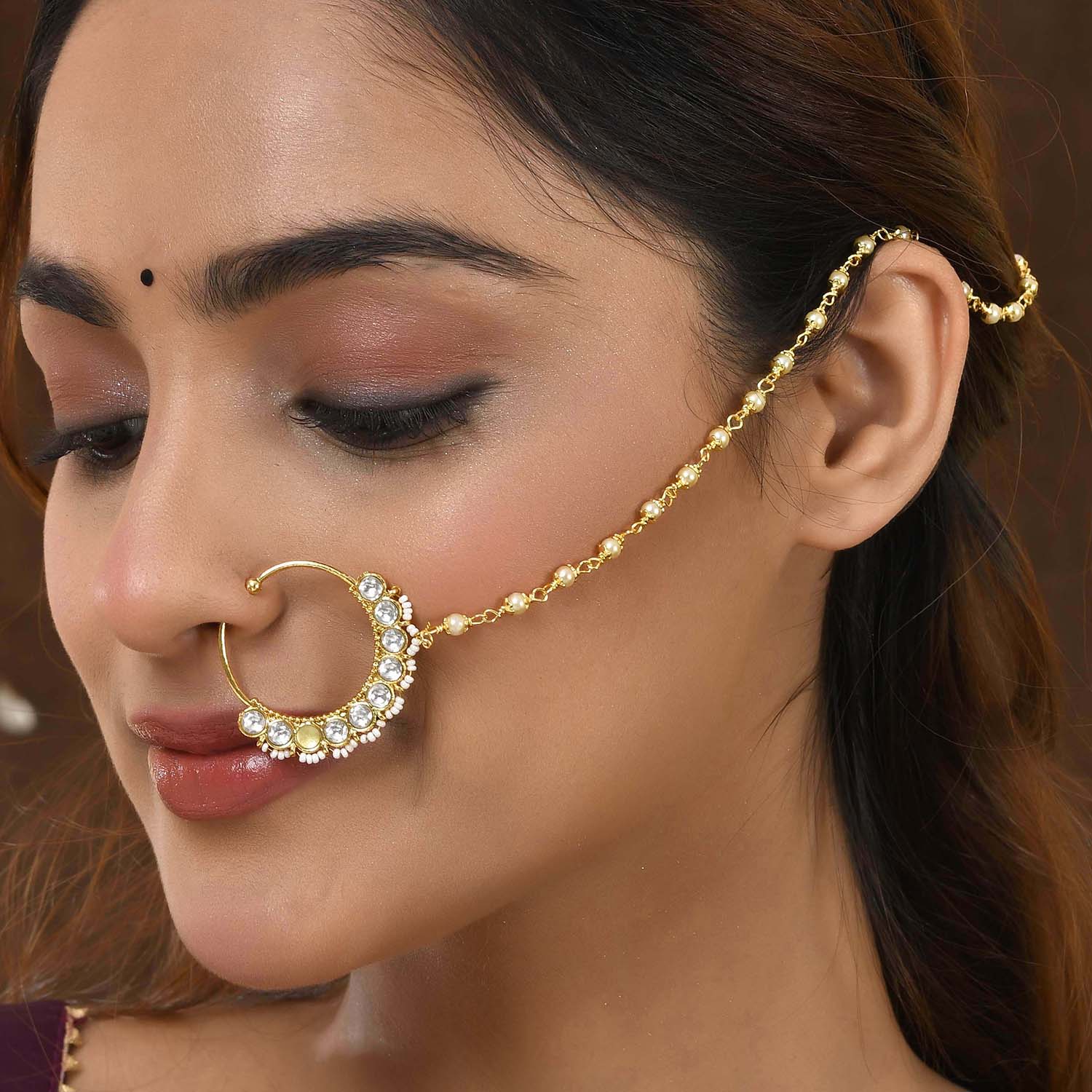Kundan Elegance Shahi Noor Nath Nose Ring - Image 2