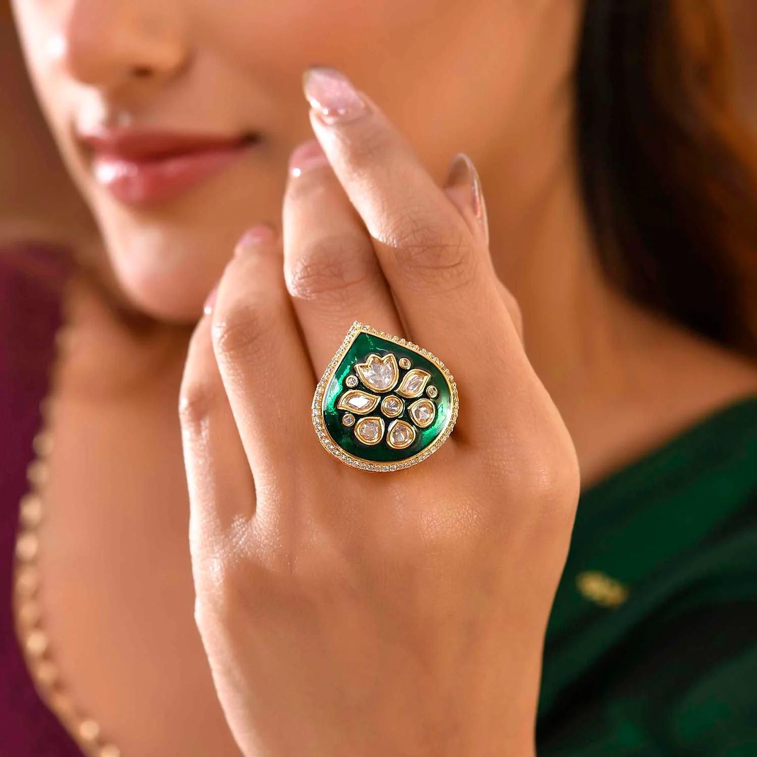 Kundan Elegance Sultana Ring - Image 2