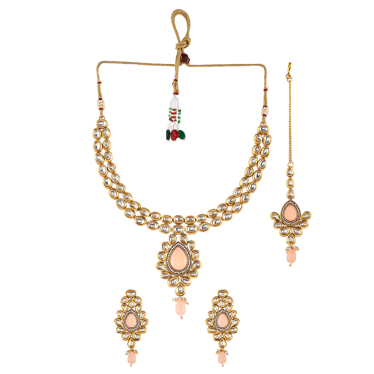 Kundan Elegance Teardrop Maang Tika Set - Image 3