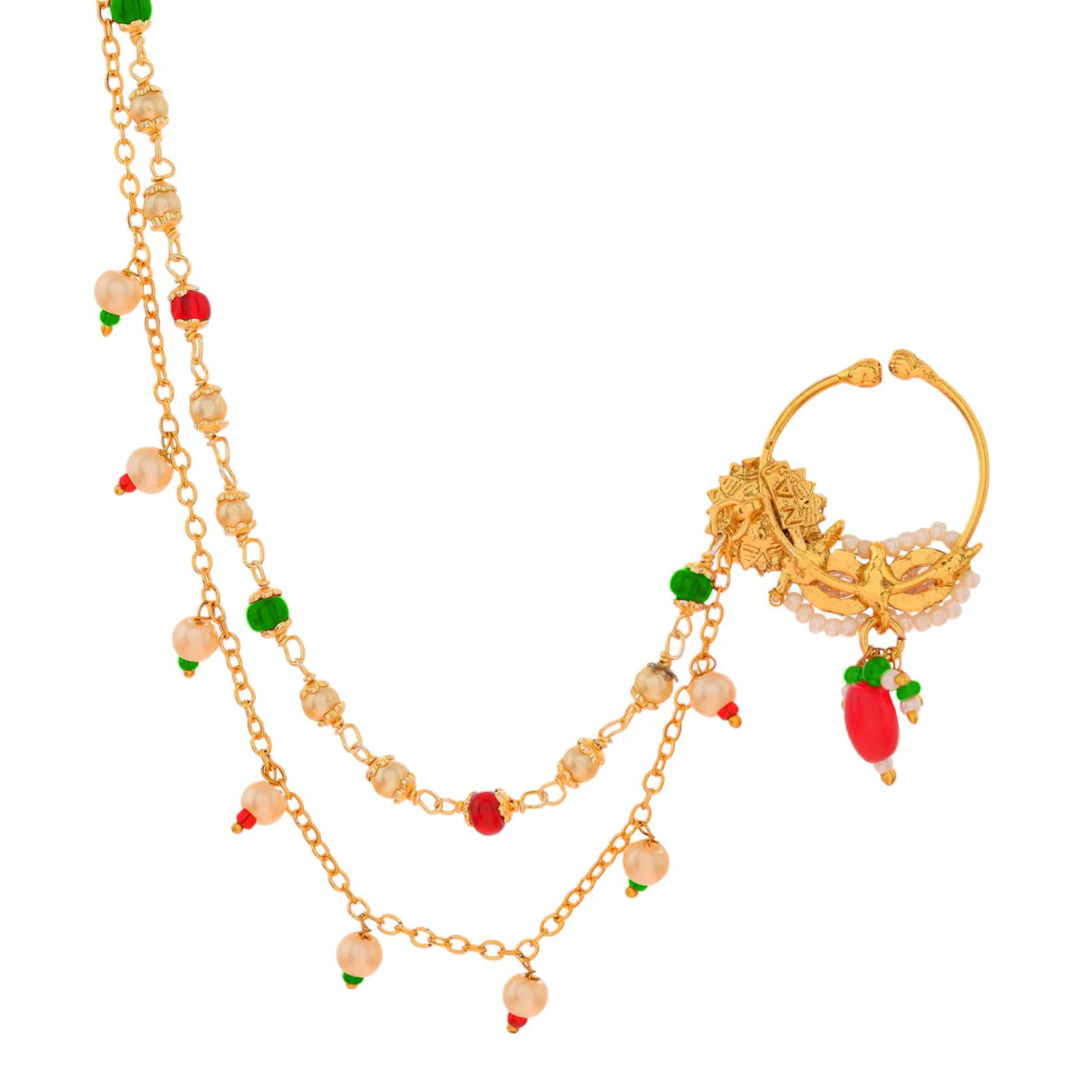 Kundan Elegance  The Maharani'S Gold  Nose Ring With Chain - Image 5