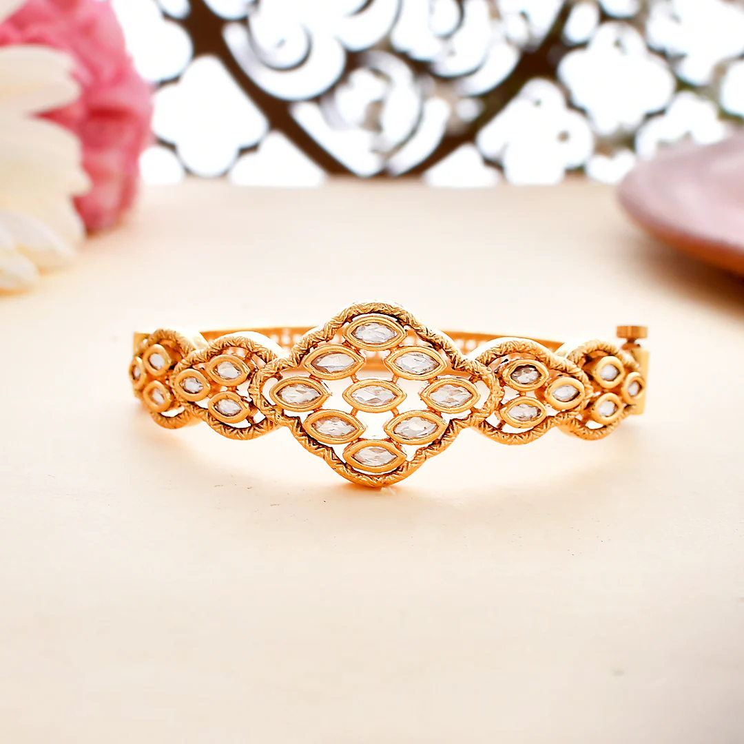 Kundan Elegance Traditional Navette Cut Kundan Bracelet