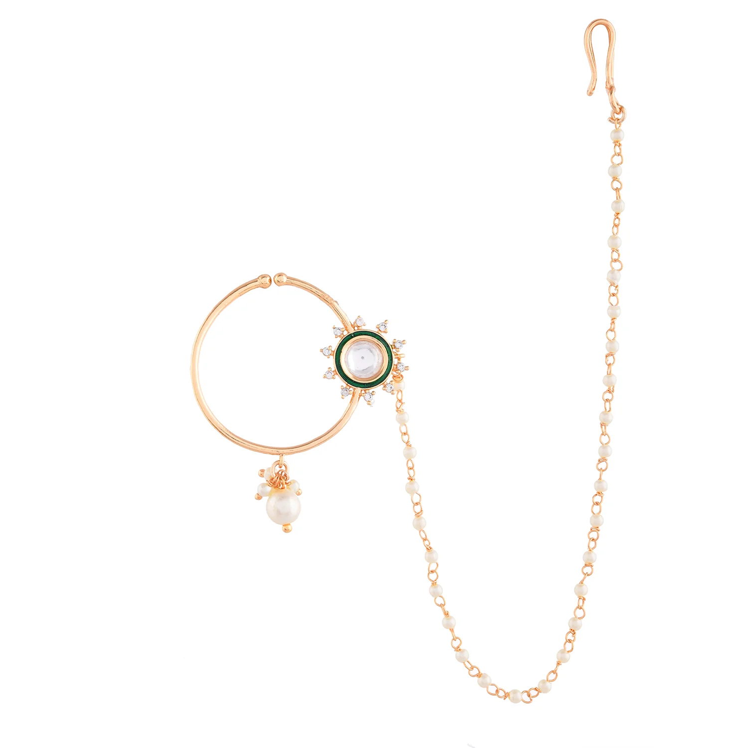 Kundan Elegance Zareen Nath Nose Ring - Image 4