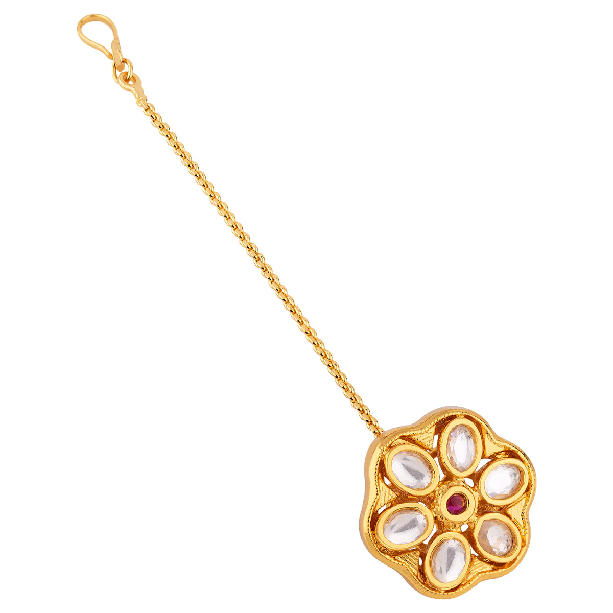 Kundan Embellished Traditional Maang Tika - Image 4