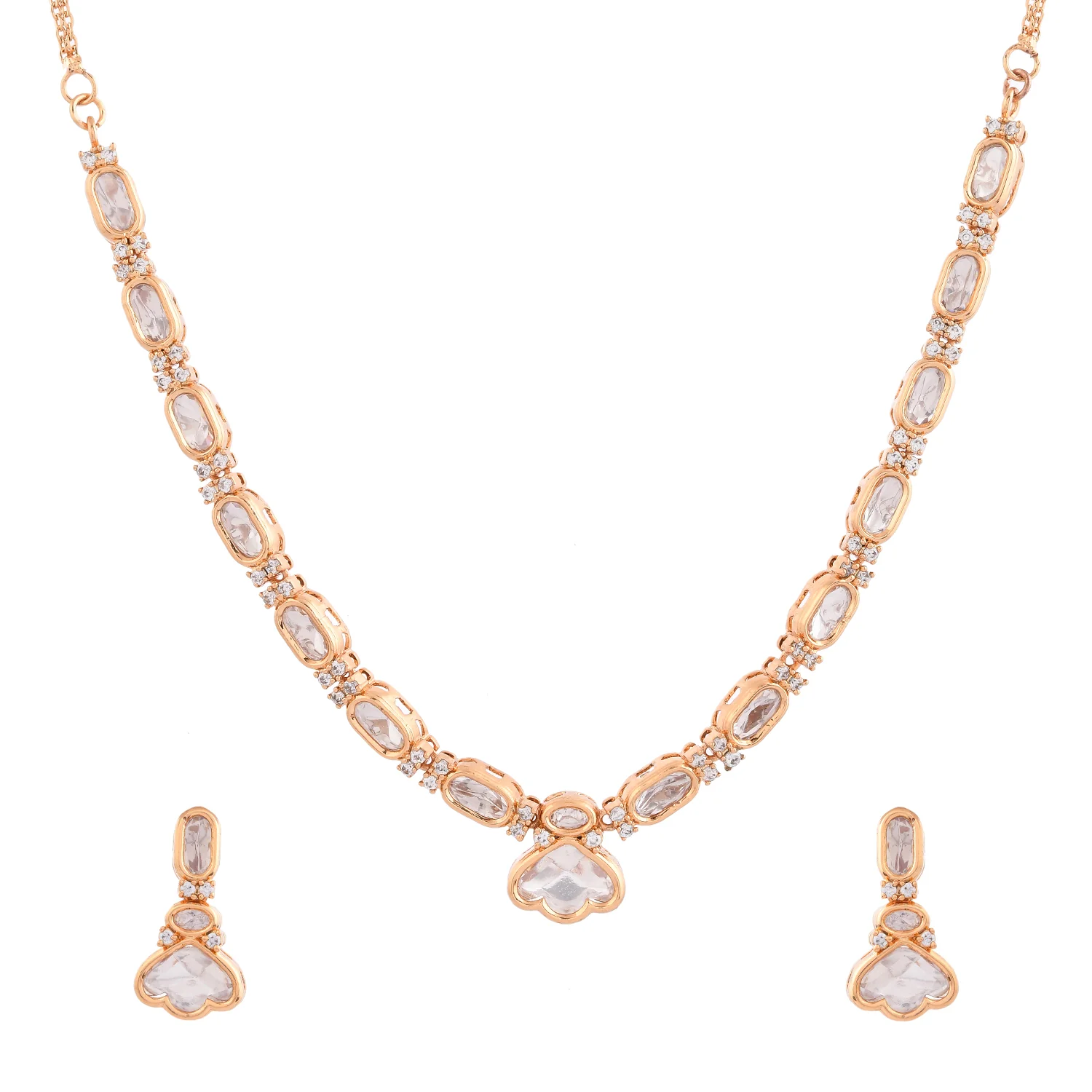 Kundan Essentials Golden Aura Necklace Set - Image 7