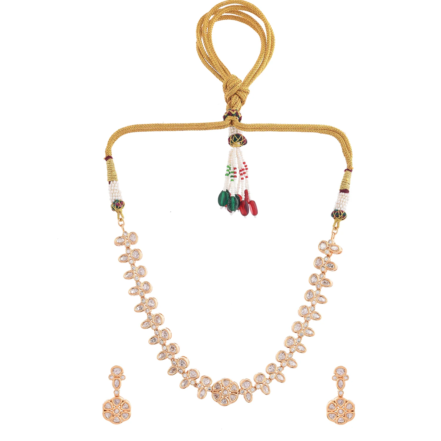 Kundan Essentials Sparkling Blooms Necklace Set - Image 3