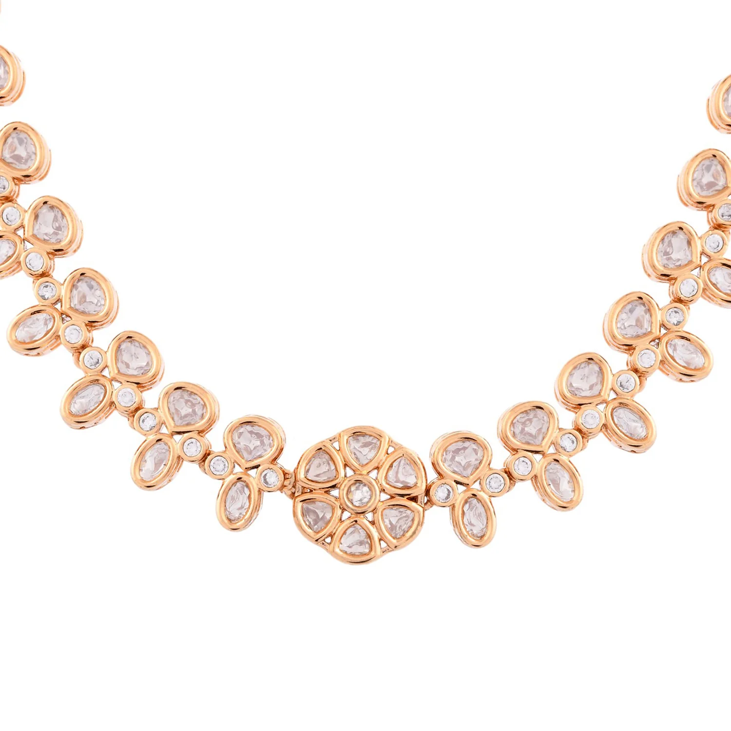 Kundan Essentials Sparkling Blooms Necklace Set - Image 4