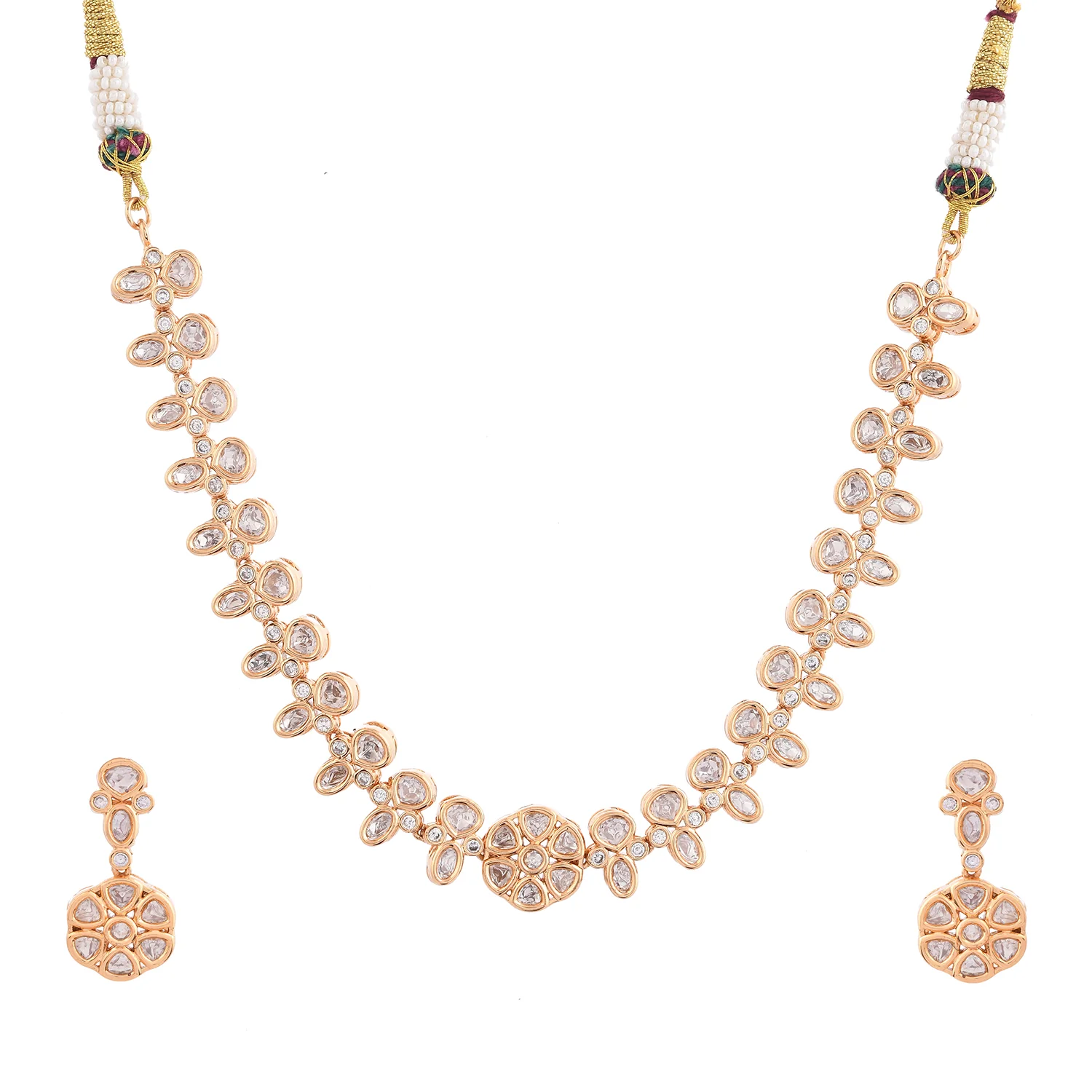 Kundan Essentials Sparkling Blooms Necklace Set - Image 7