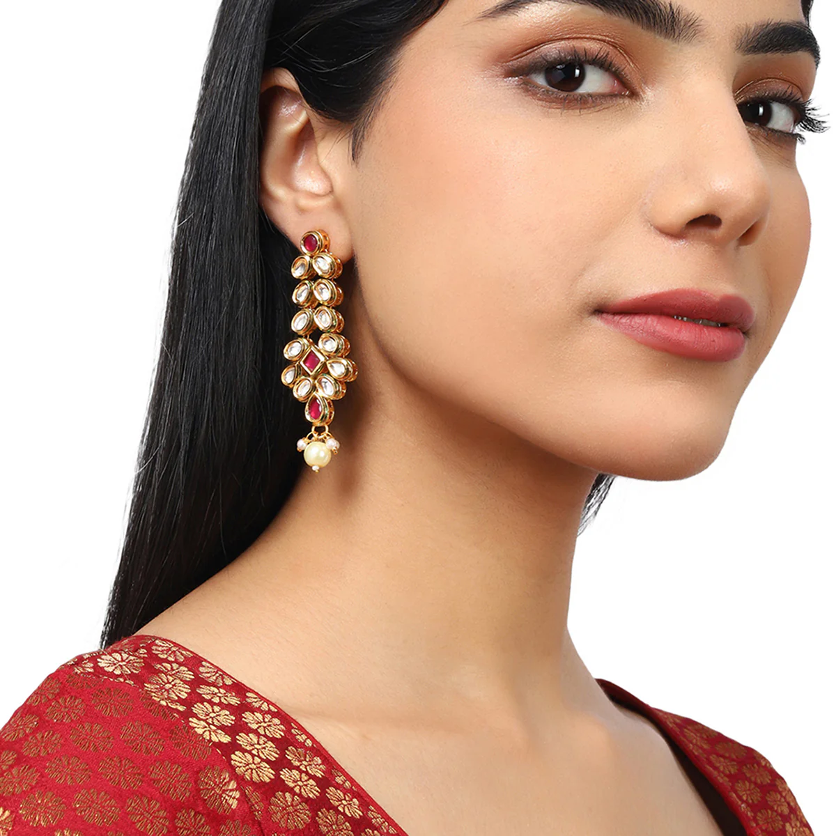 Kundan Gold plated Brass Earrings - Image 2