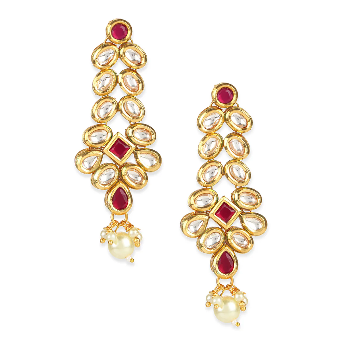 Kundan Gold plated Brass Earrings - Image 3