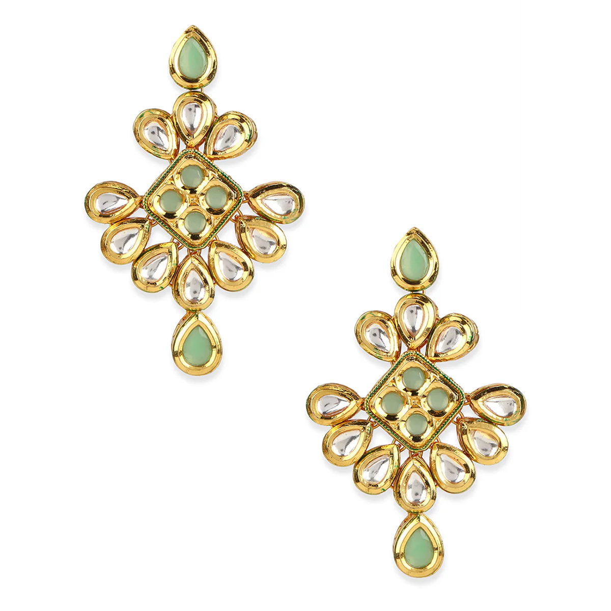 Kundan Gold plated Brass Earrings - Image 3