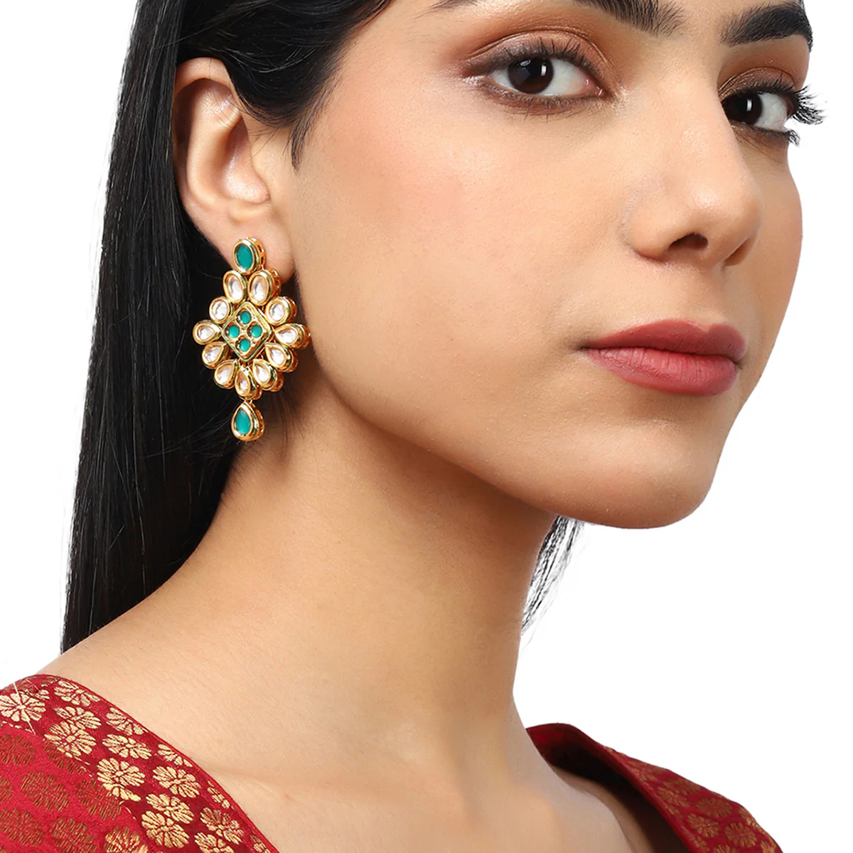 Kundan Gold plated Brass Earrings - Image 2