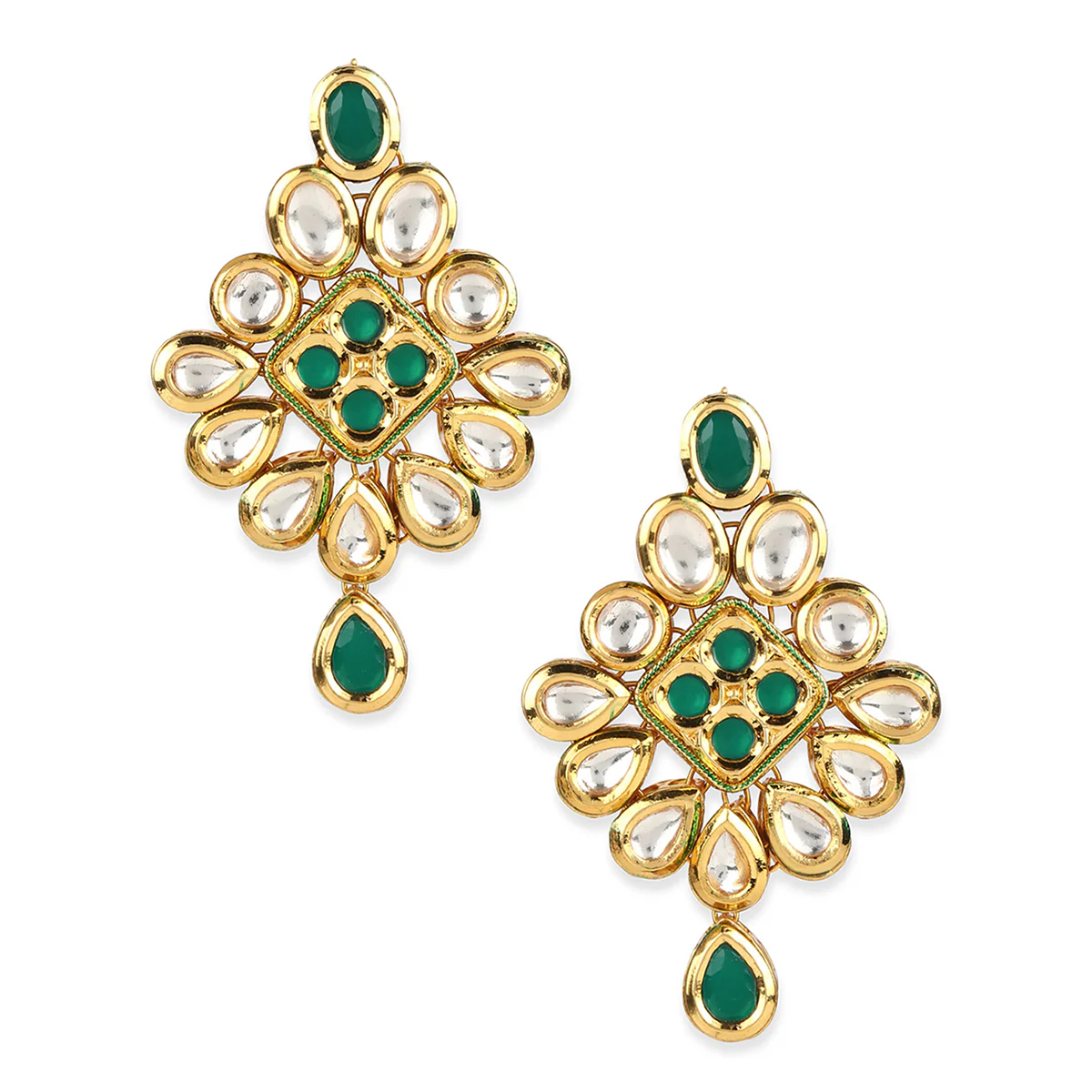 Kundan Gold plated Brass Earrings - Image 3