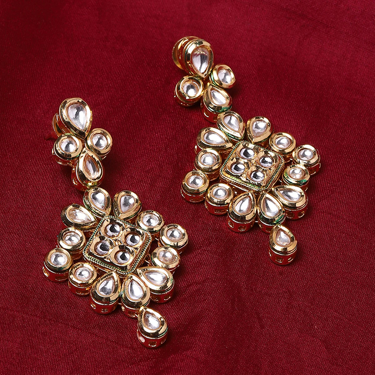 Kundan Gold plated Brass Earrings