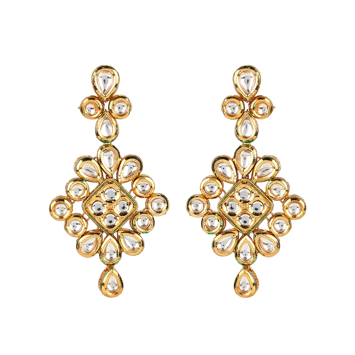 Kundan Gold plated Brass Earrings - Image 3