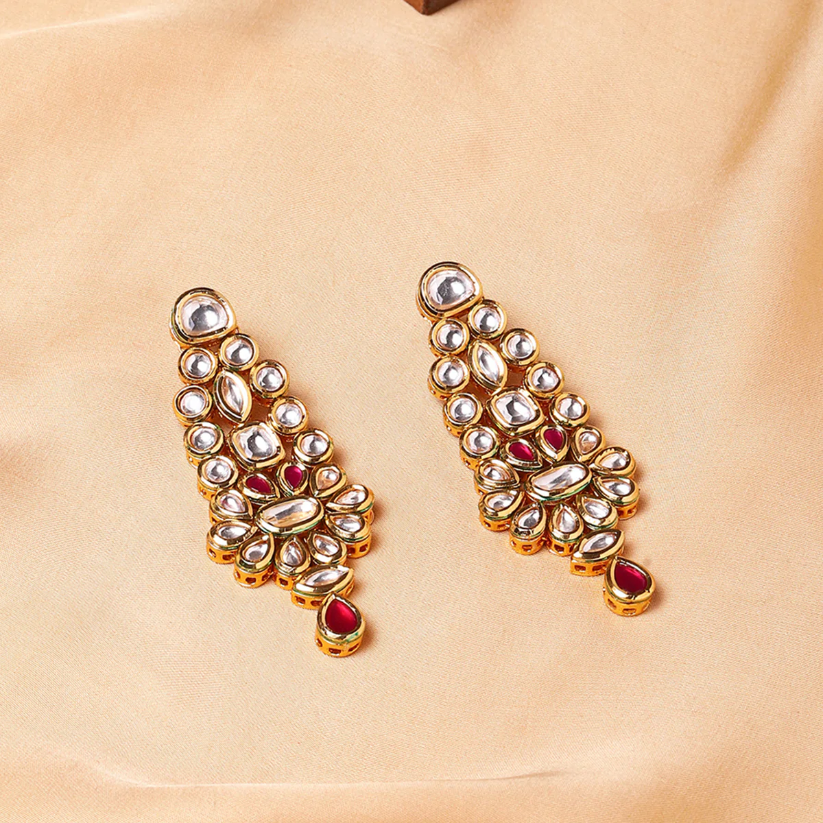 Kundan Gold Plated Brass Earrings