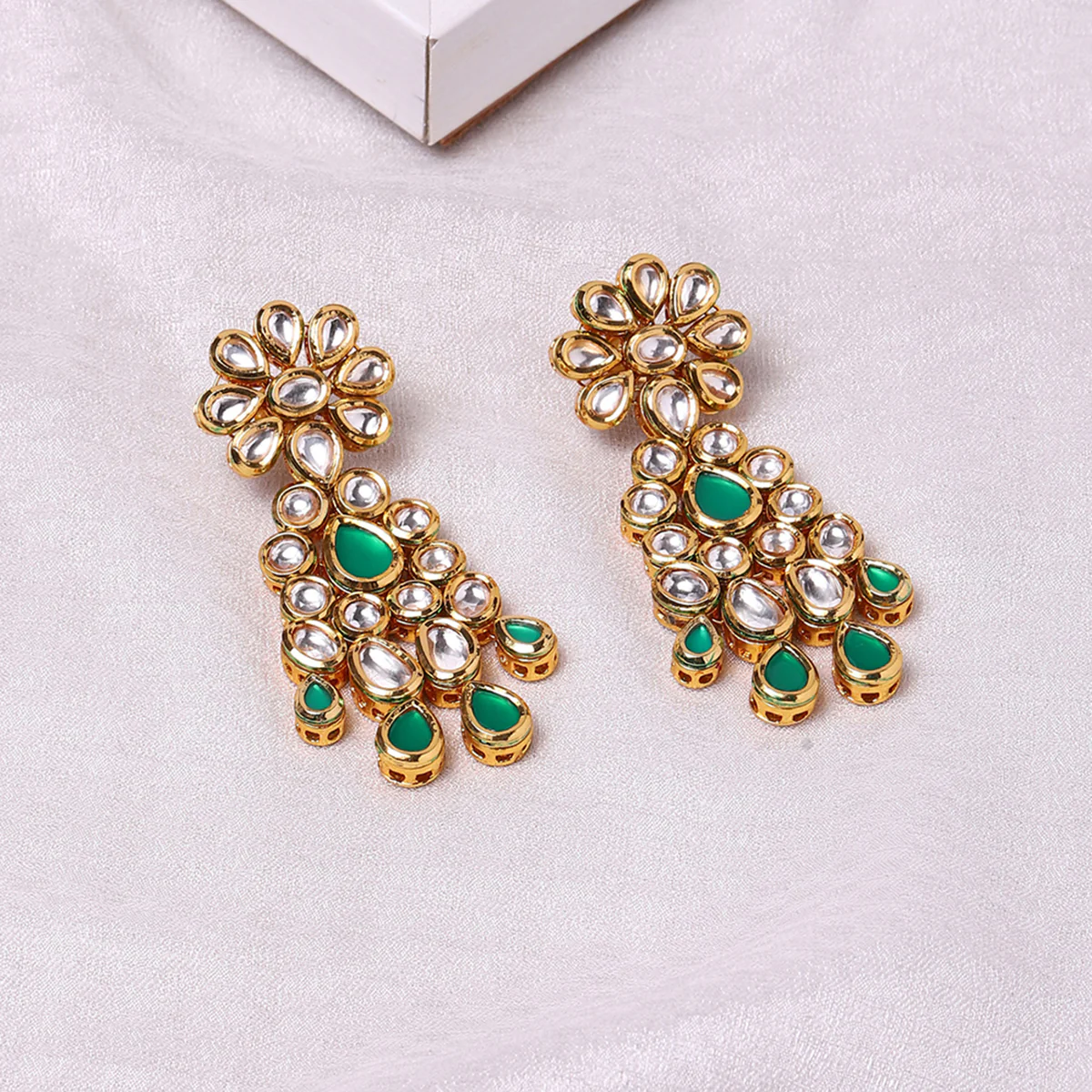 Kundan Gold plated Brass Earrings