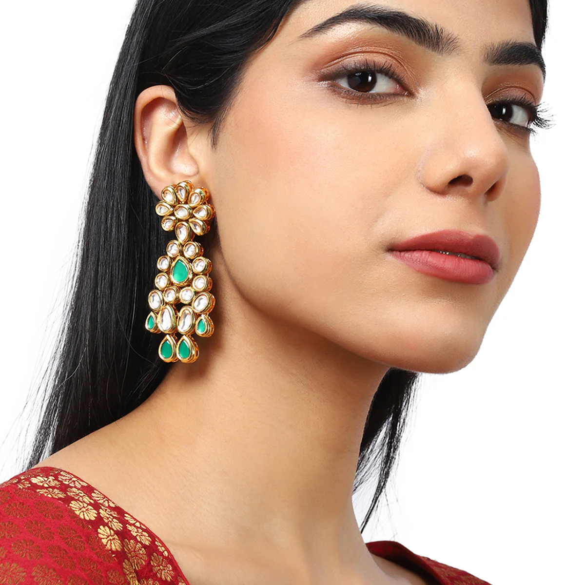 Kundan Gold plated Brass Earrings - Image 2