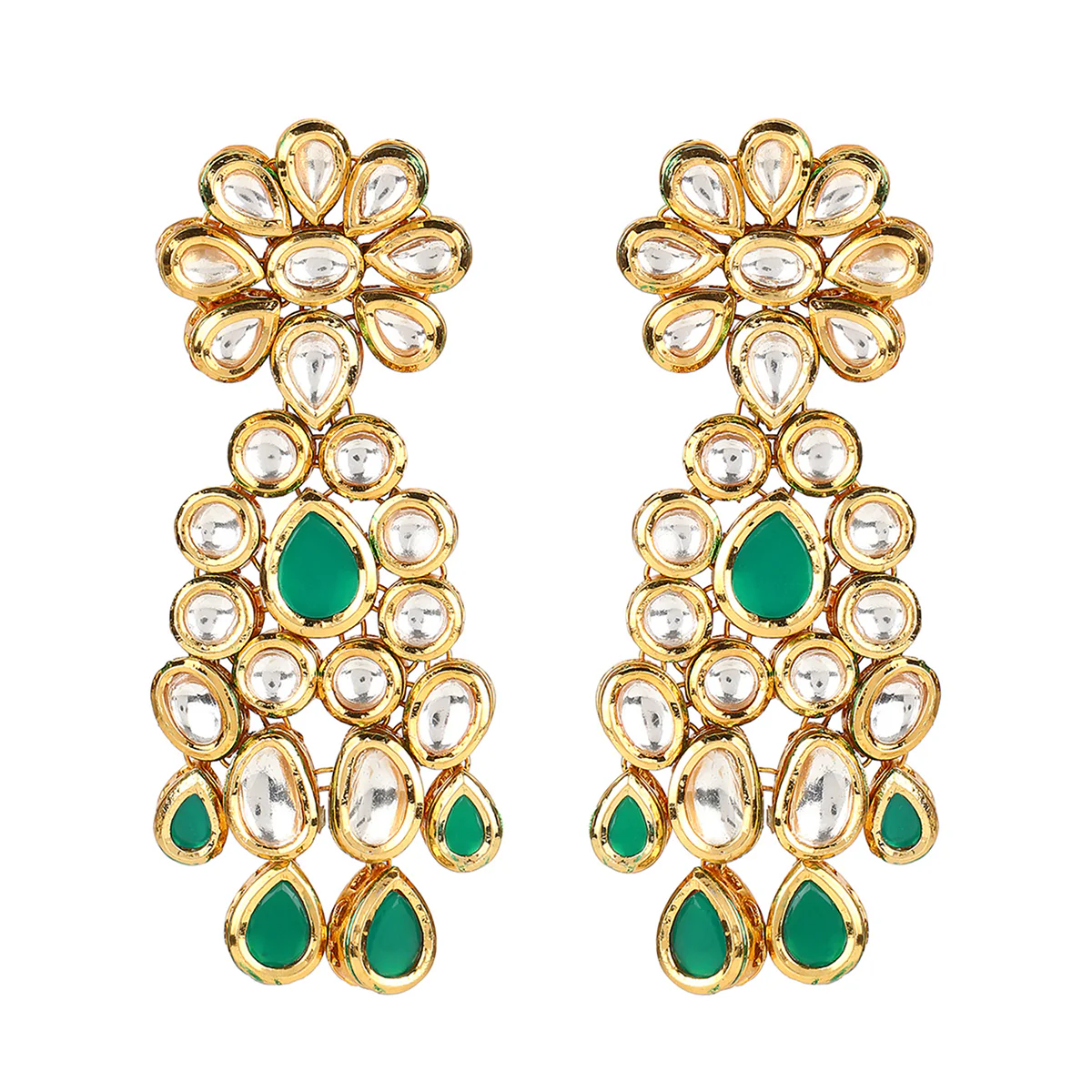 Kundan Gold plated Brass Earrings - Image 3