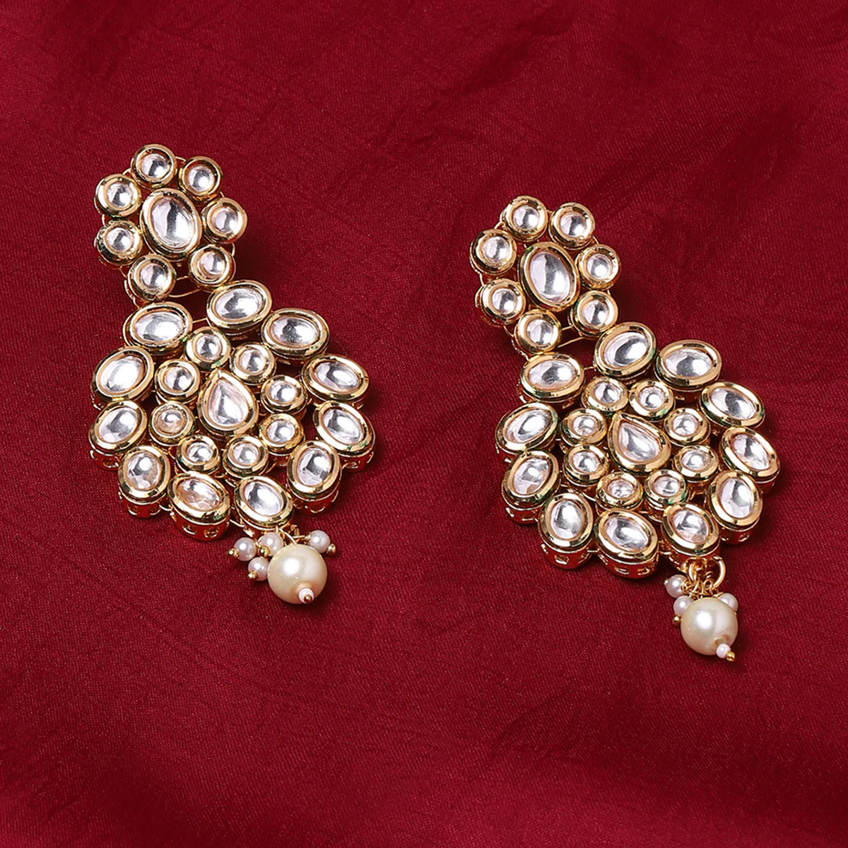 Kundan Gold Plated Brass Earrings