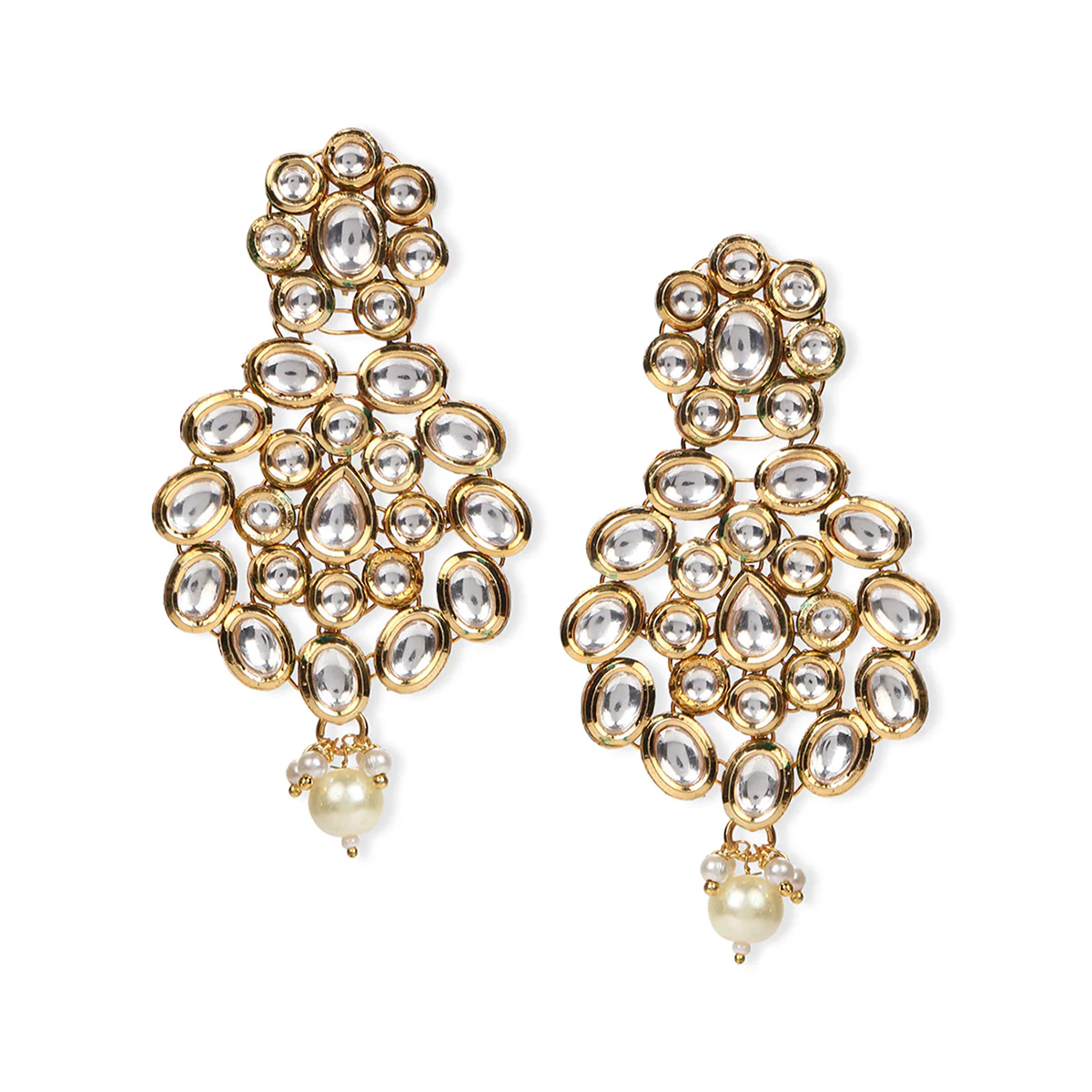 Kundan Gold Plated Brass Earrings - Image 3