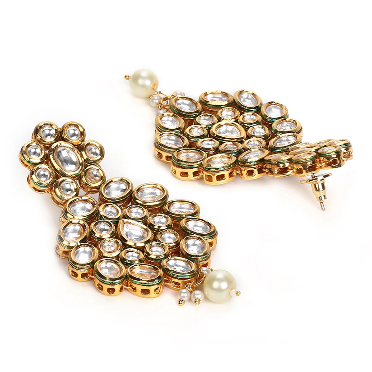 Kundan Gold Plated Brass Earrings - Image 4