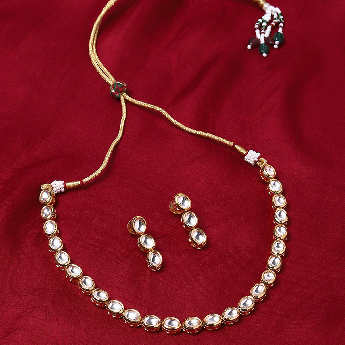 Kundan Gold plated Brass Necklace set - Image 2