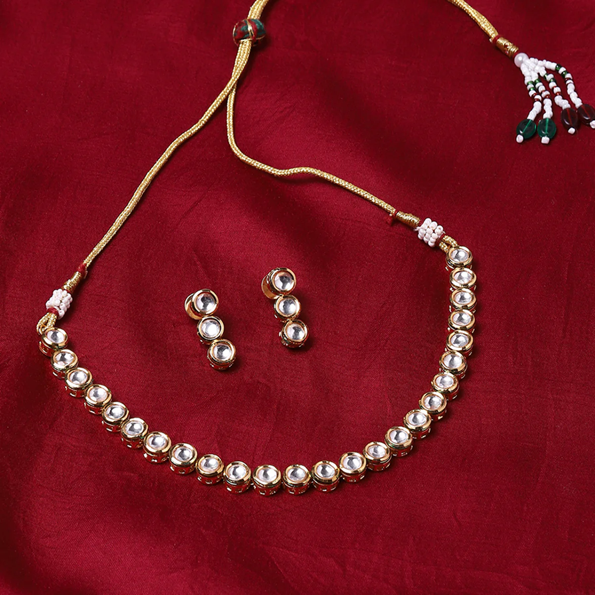 Kundan Elegance Gold Plated Necklace Set for Women - Voylla