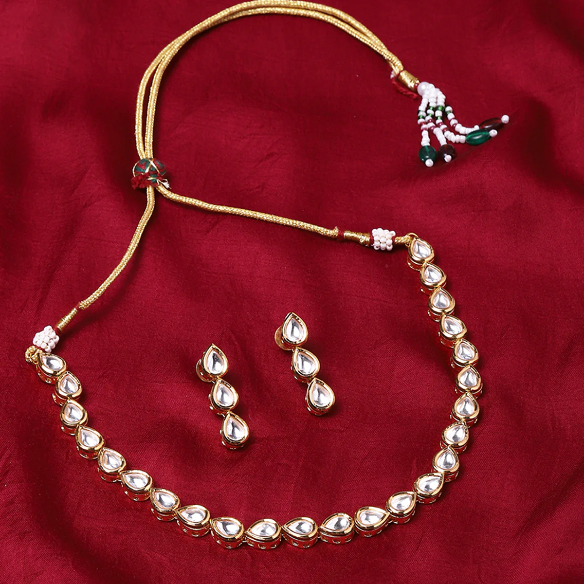 Kundan Gold Plated Brass Necklace set
