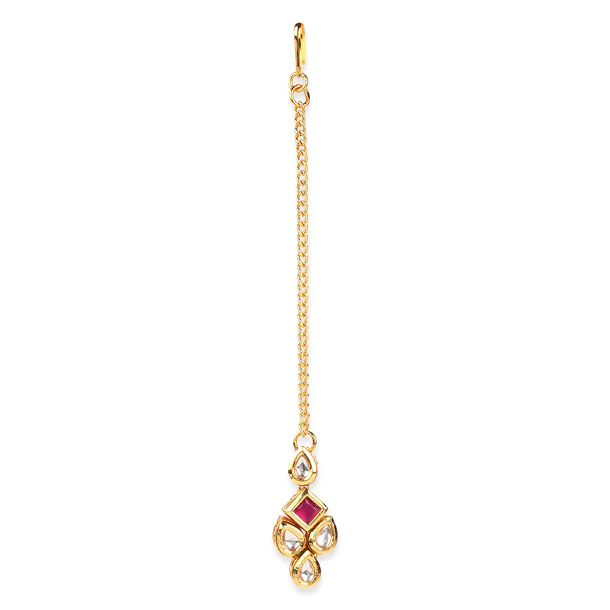 Kundan Elegance Gold Plated Square Stones Necklace Set - Image 5