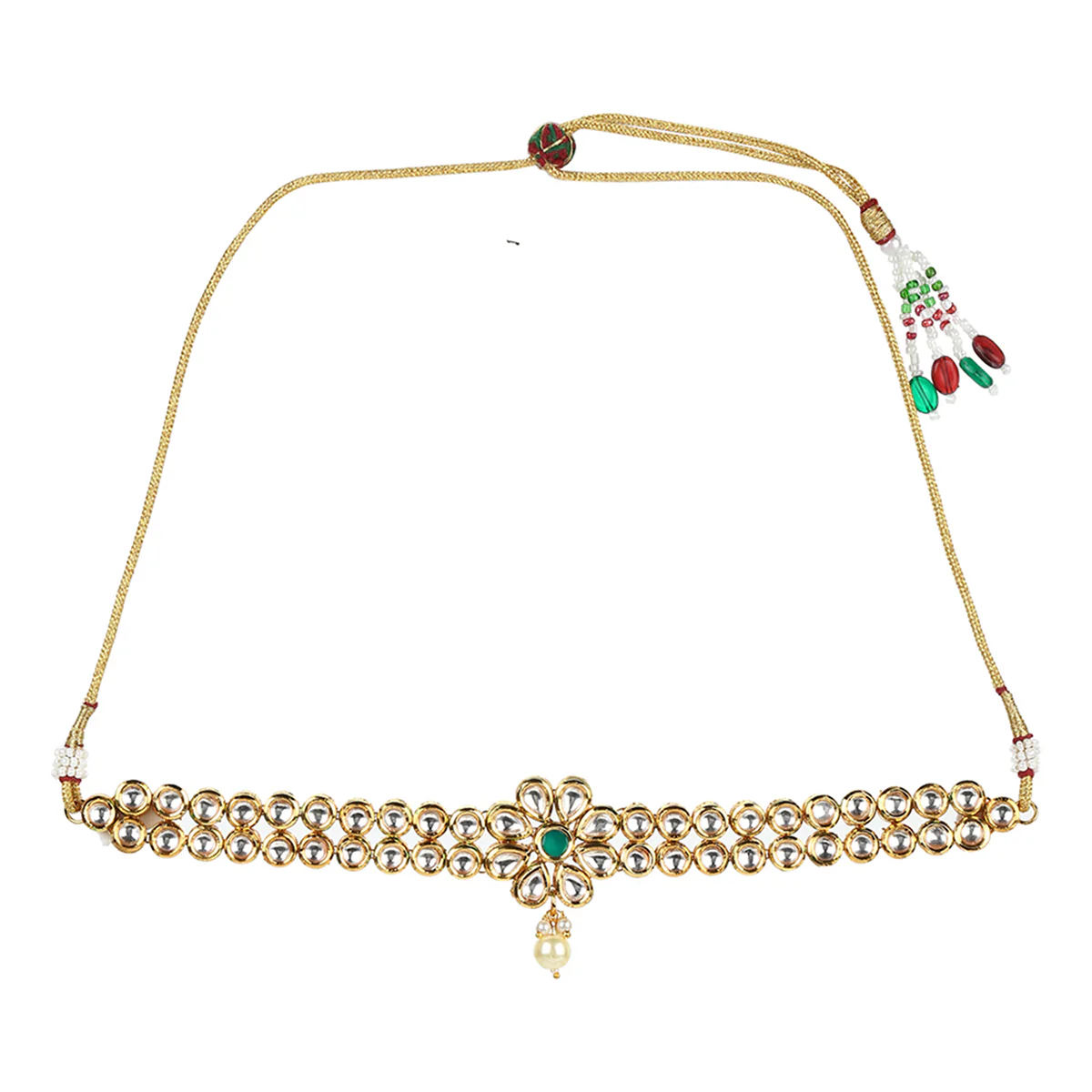 Kundan Elegance Gold Plated Necklace Set | Voylla - Image 4