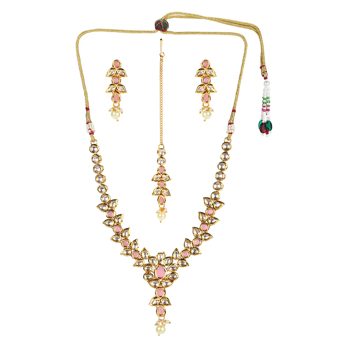 Radiant Kundan Elegance Gold Plated Necklace Set | Voylla - Image 3