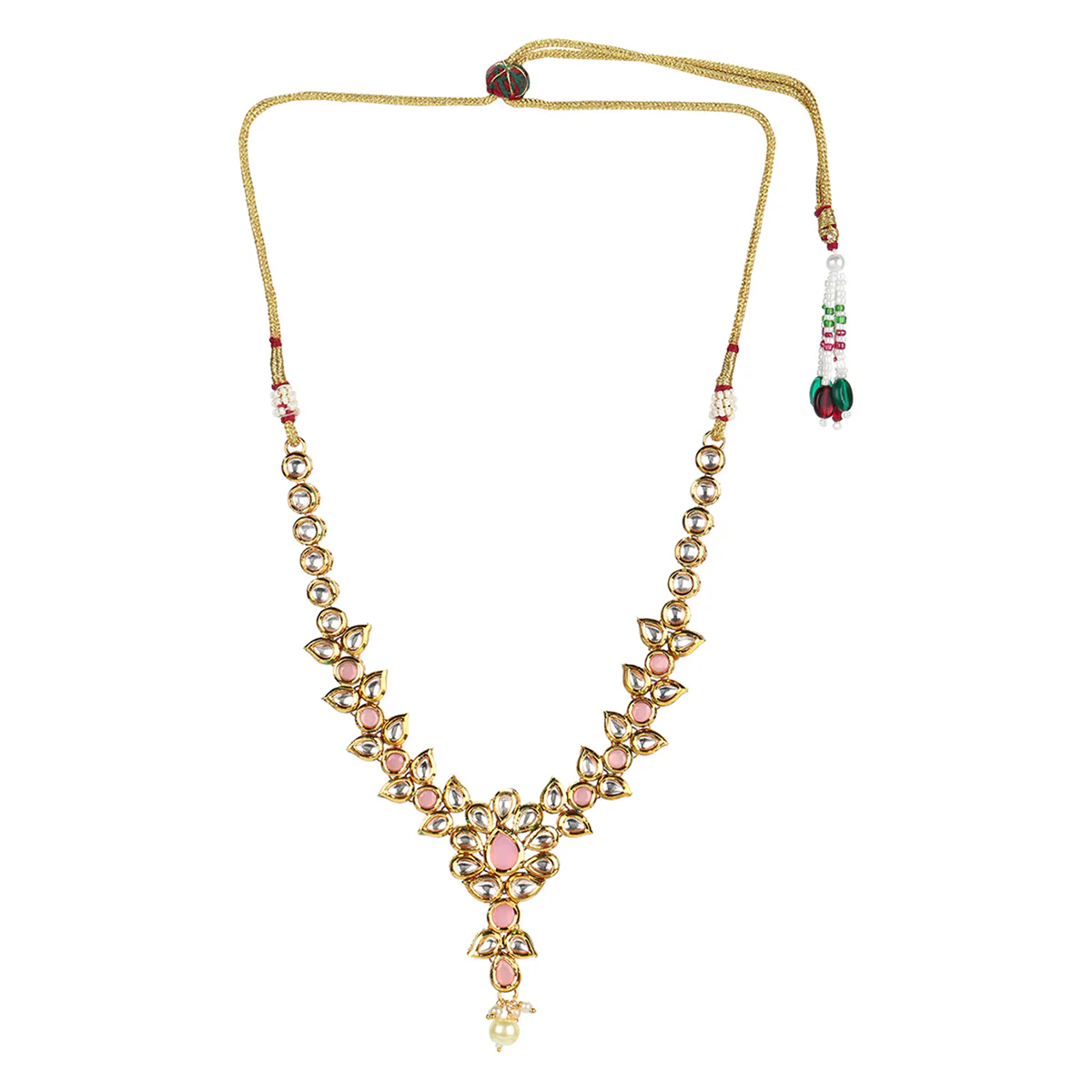 Radiant Kundan Elegance Gold Plated Necklace Set | Voylla - Image 4