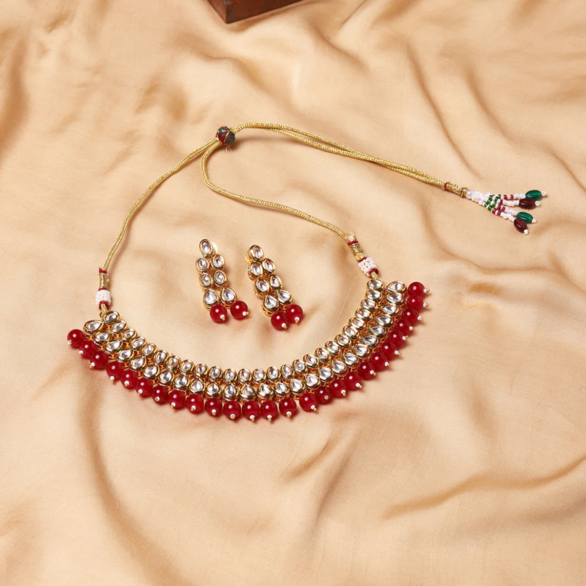 Handcrafted Kundan Elegance Gold Plated Necklace Set | Voylla