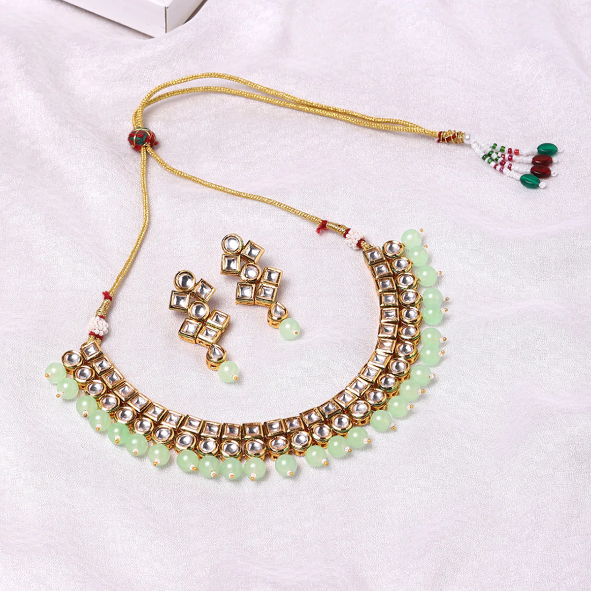 Kundan Elegance Gold Plated Necklace Set for Weddings | Voylla