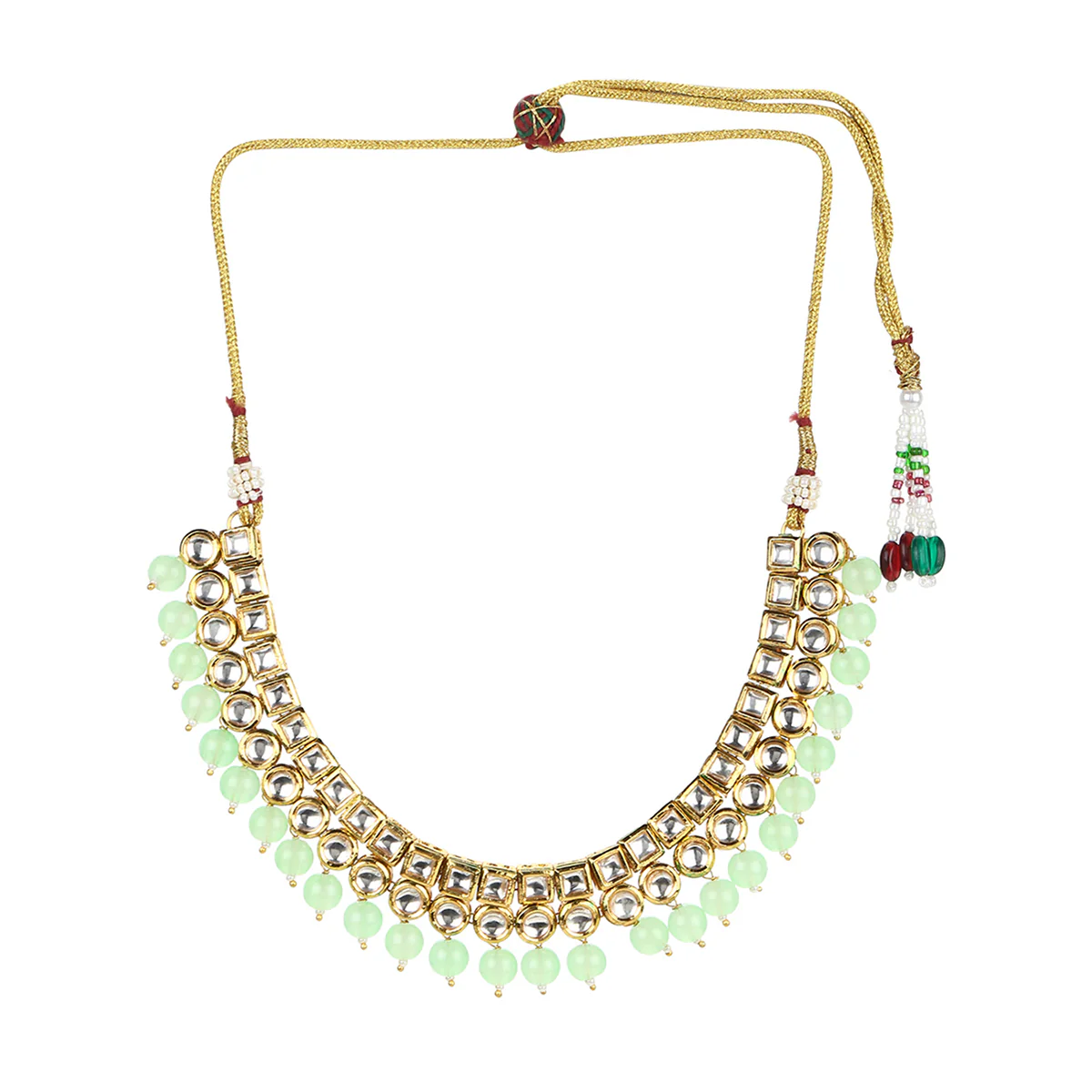 Kundan Elegance Gold Plated Necklace Set for Weddings | Voylla - Image 4