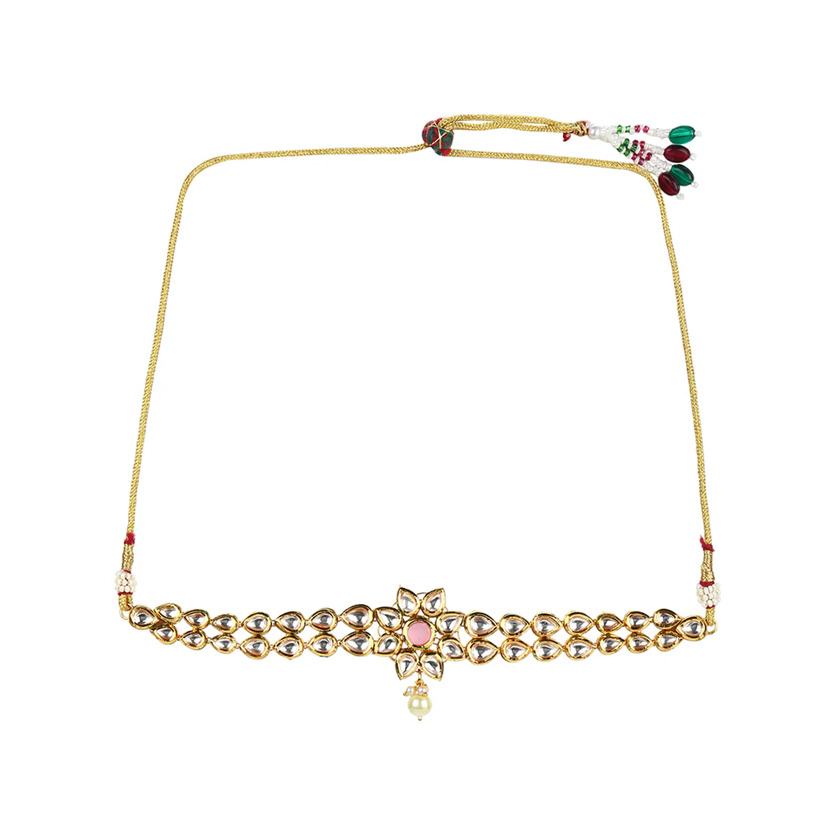 Kundan Gold Plated Blush Sudded Stones Necklace Set - Image 4