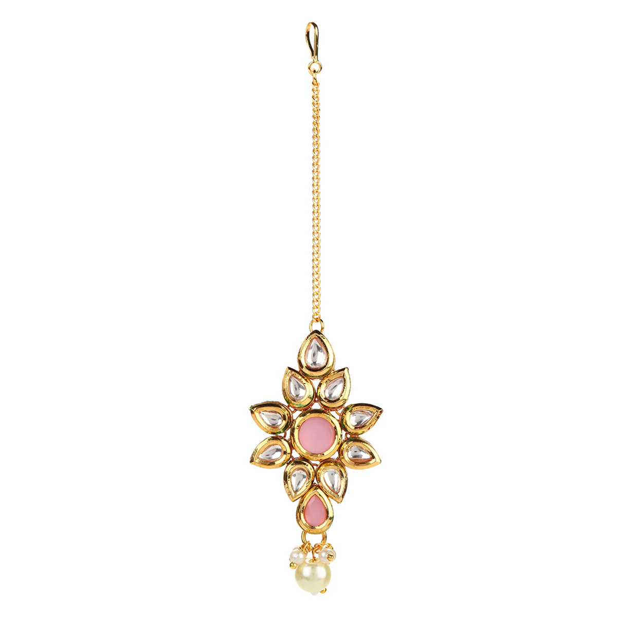 Kundan Gold Plated Blush Sudded Stones Necklace Set - Image 6