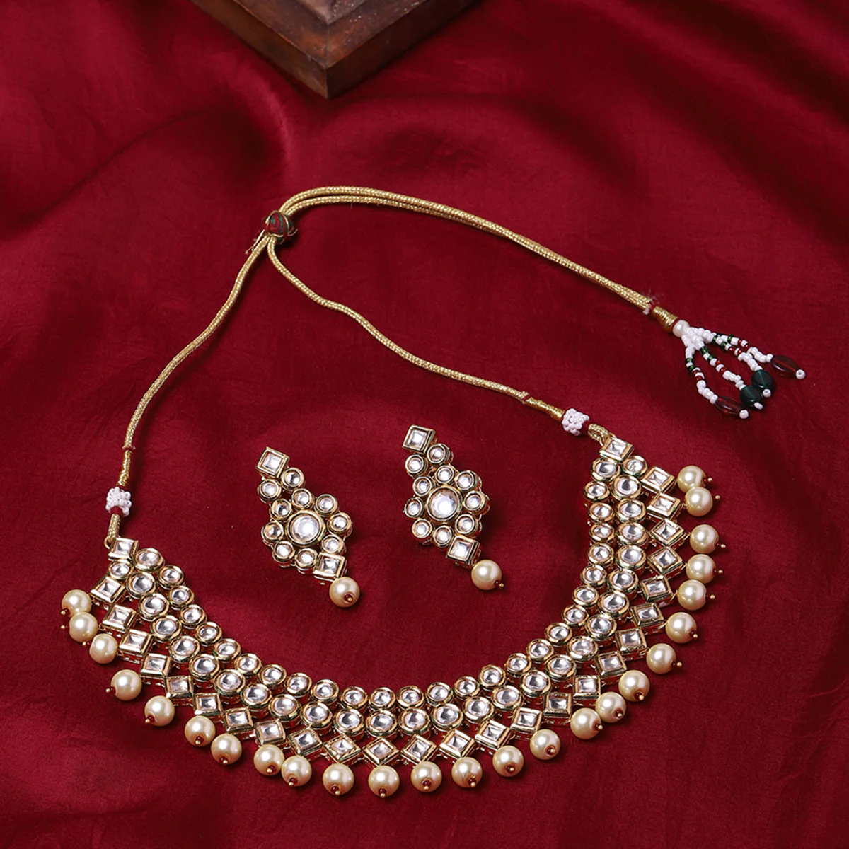 Kundan Polki Gold Plated Necklace Set