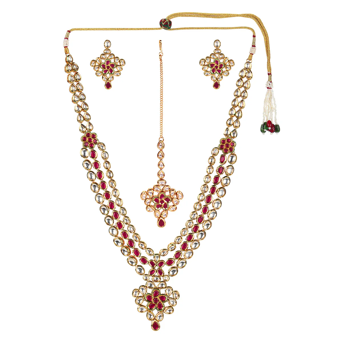 Kundan Gold Plated Brass Necklace Set - Image 3