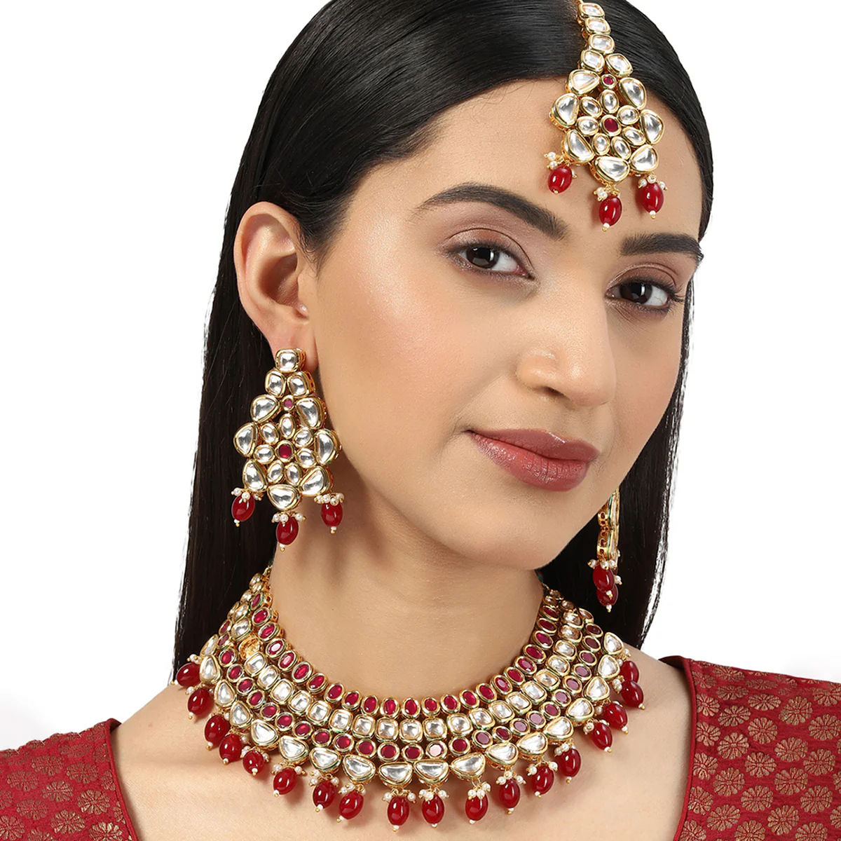 Kundan Gold Plated Brass Jewellery Set - Image 2