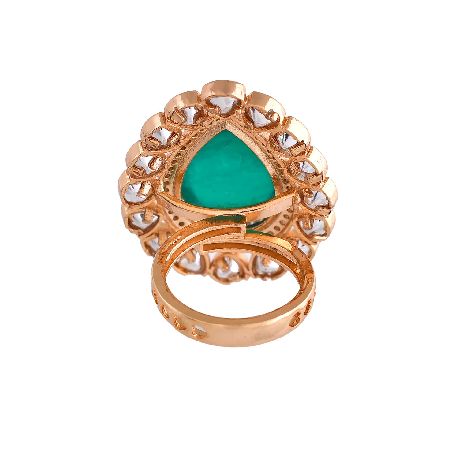 Kundan Opulance Nawabi Green Ring - Image 5