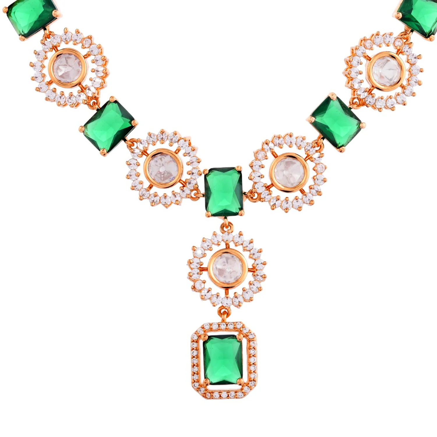 Kundan Opulance Radiant Emerald Choker Necklace Set - Image 4