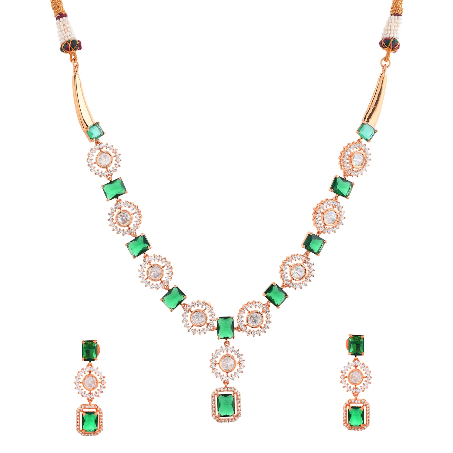 Kundan Opulance Radiant Emerald Choker Necklace Set - Image 7