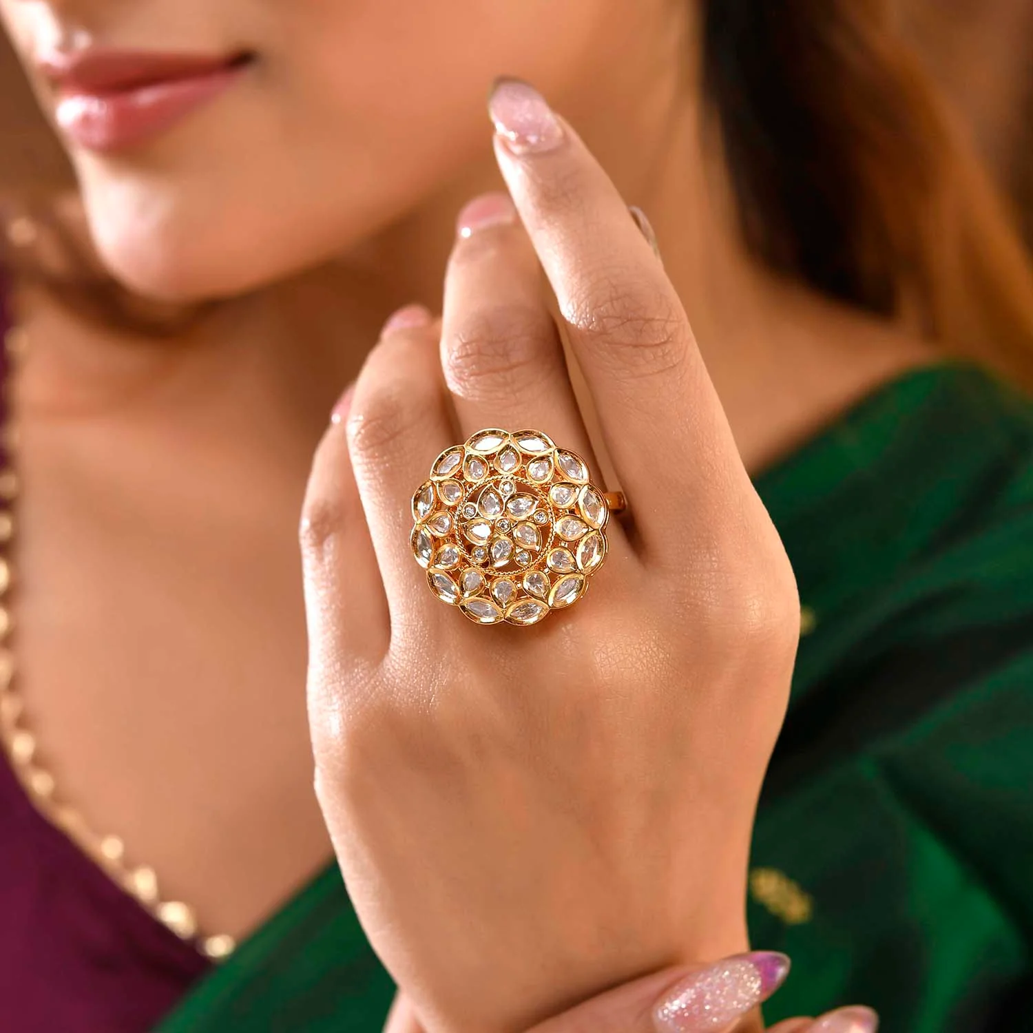 Kundan Opulance Shahi Bliss Ring - Image 2