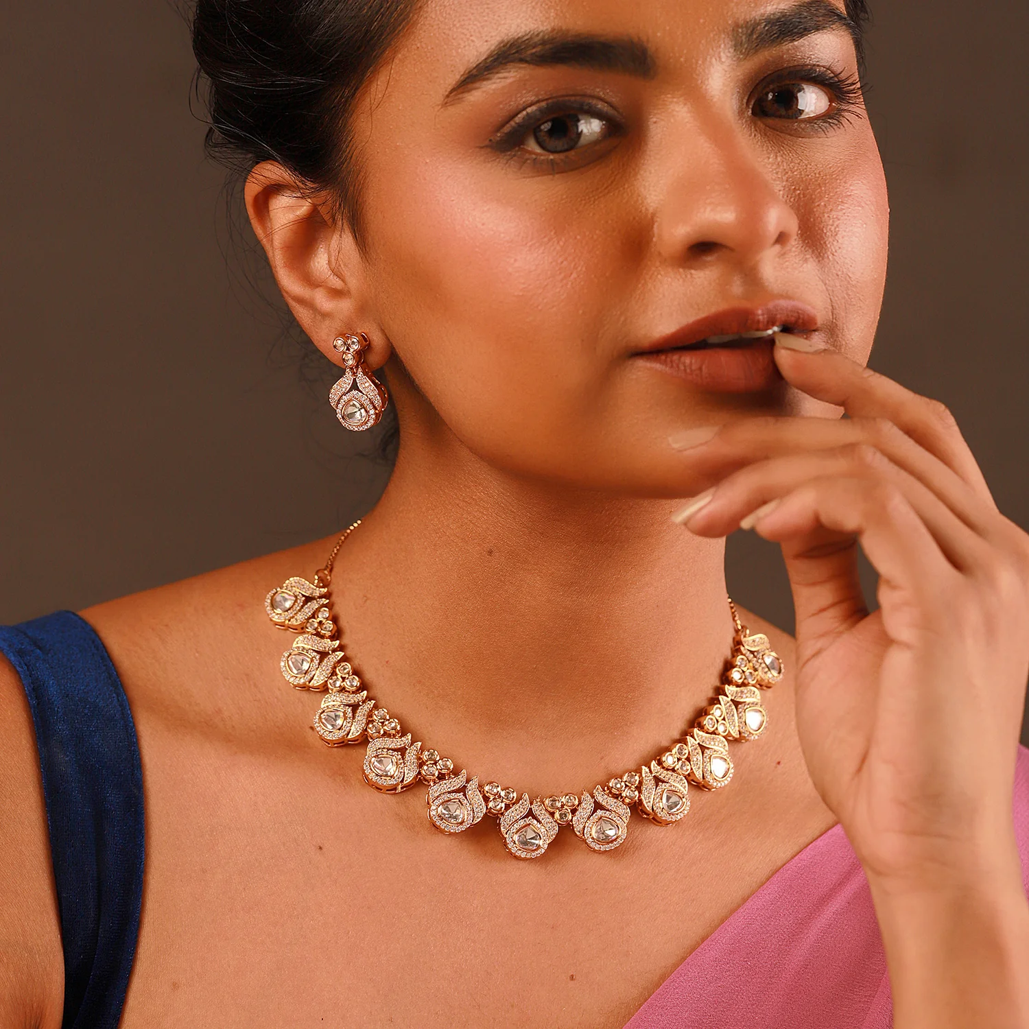Kundan Opulence Amber Royale Necklace Set - Image 2