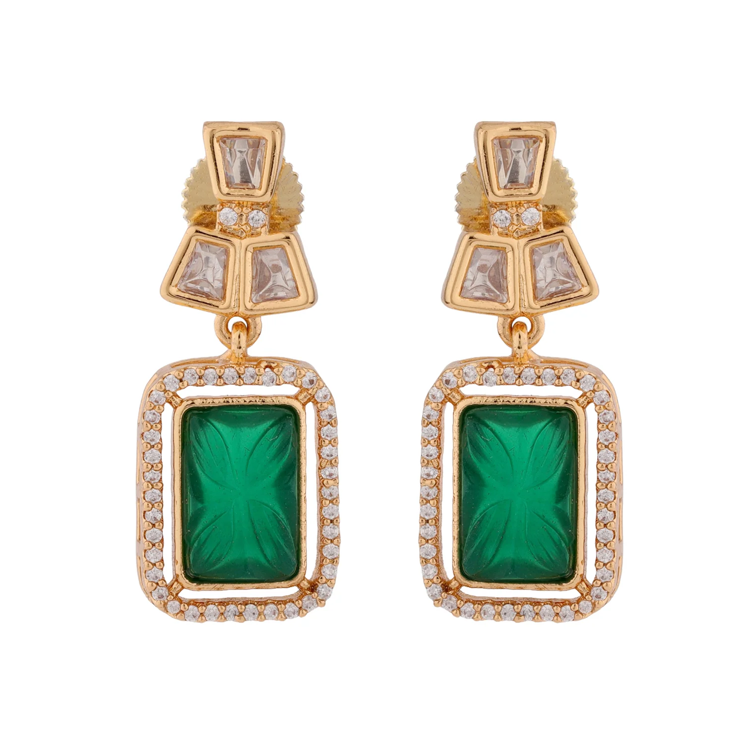 Kundan Opulence Emerald Grace Necklace Set - Image 5