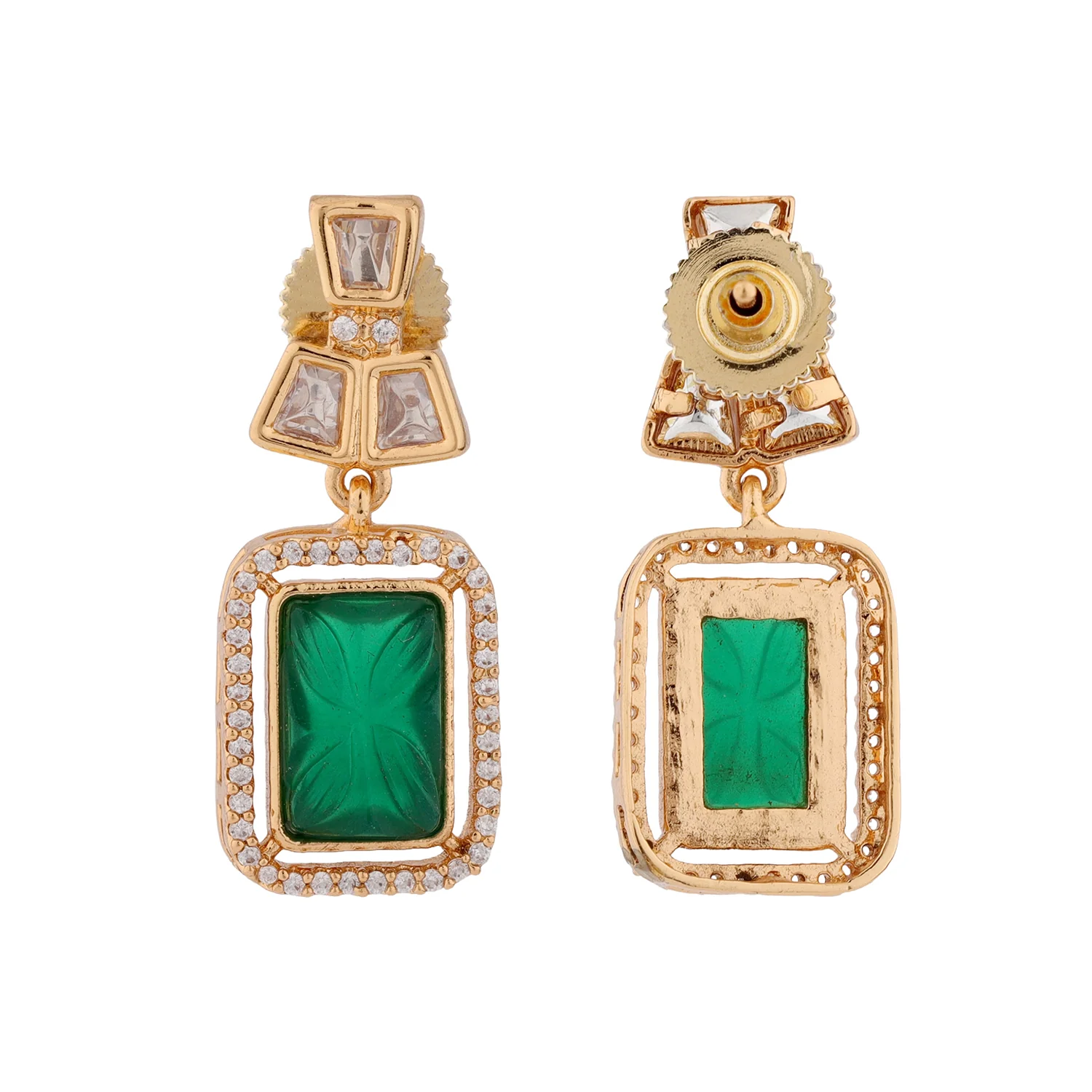 Kundan Opulence Emerald Grace Necklace Set - Image 6